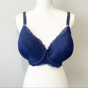 INC intimates blue lace full coverage convertible t shirt bra size 38DD NWT